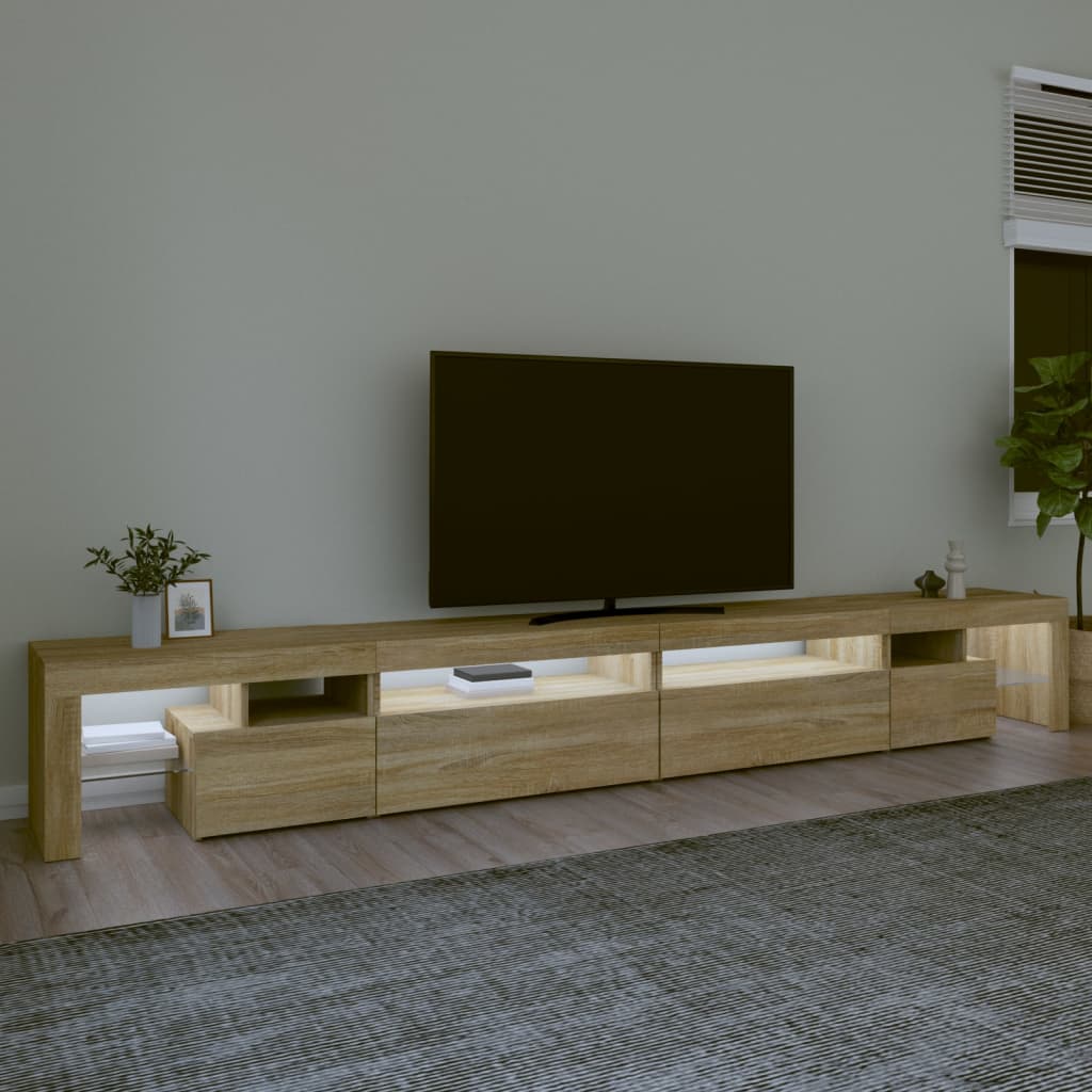 TV Cabinet with LED Lights Sonoma Oak 290x36,5x40 cm