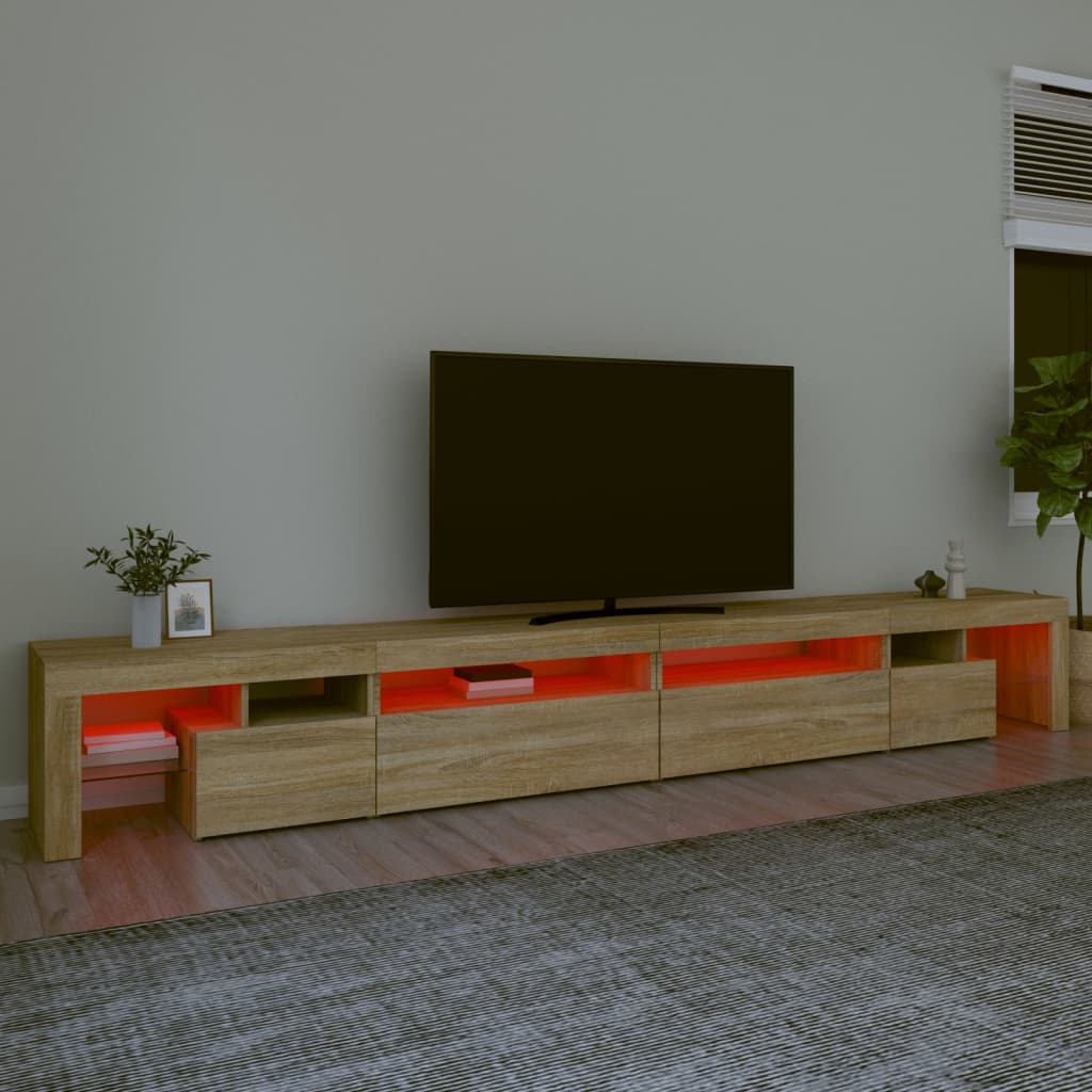 TV Cabinet with LED Lights Sonoma Oak 290x36,5x40 cm