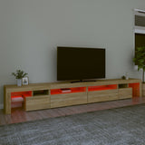 TV Cabinet with LED Lights Sonoma Oak 290x36,5x40 cm - 45-Degree Angle