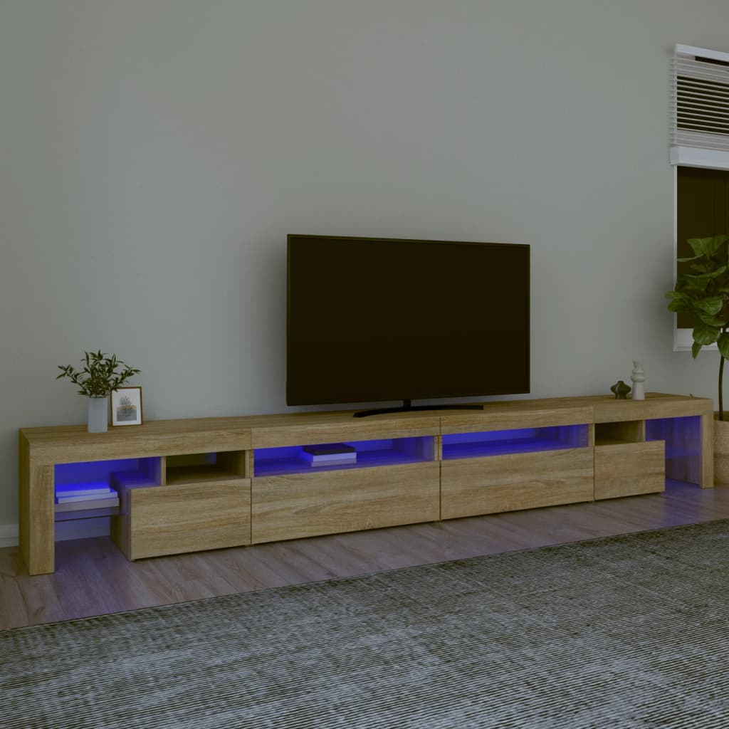 TV Cabinet with LED Lights Sonoma Oak 290x36,5x40 cm