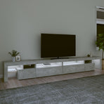 TV Cabinet with LED Lights Concrete Grey 290x36,5x40 cm