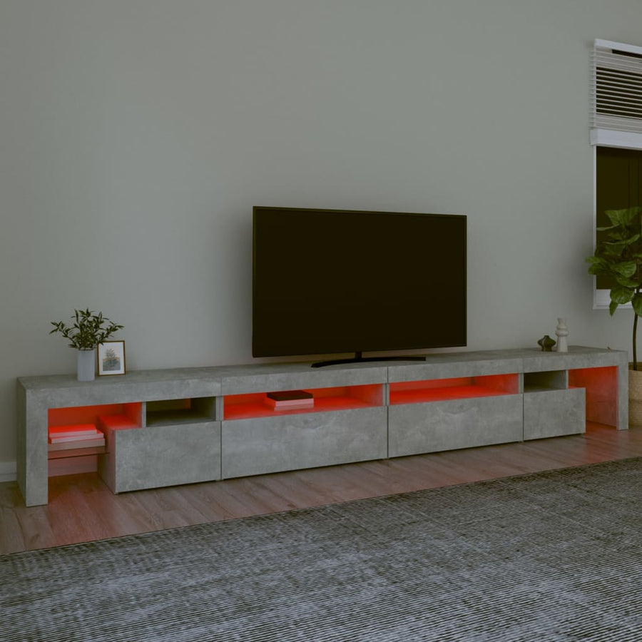 TV Cabinet with LED Lights Concrete Grey 290x36,5x40 cm