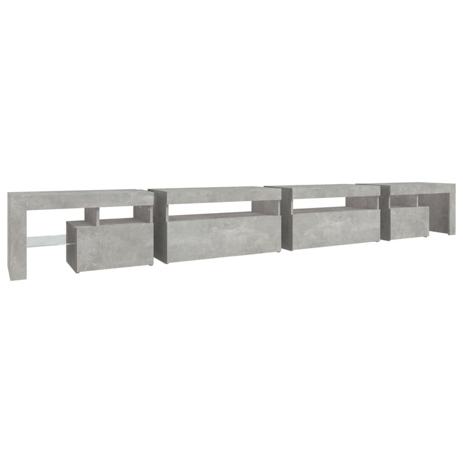 TV Cabinet with LED Lights Concrete Grey 290x36,5x40 cm