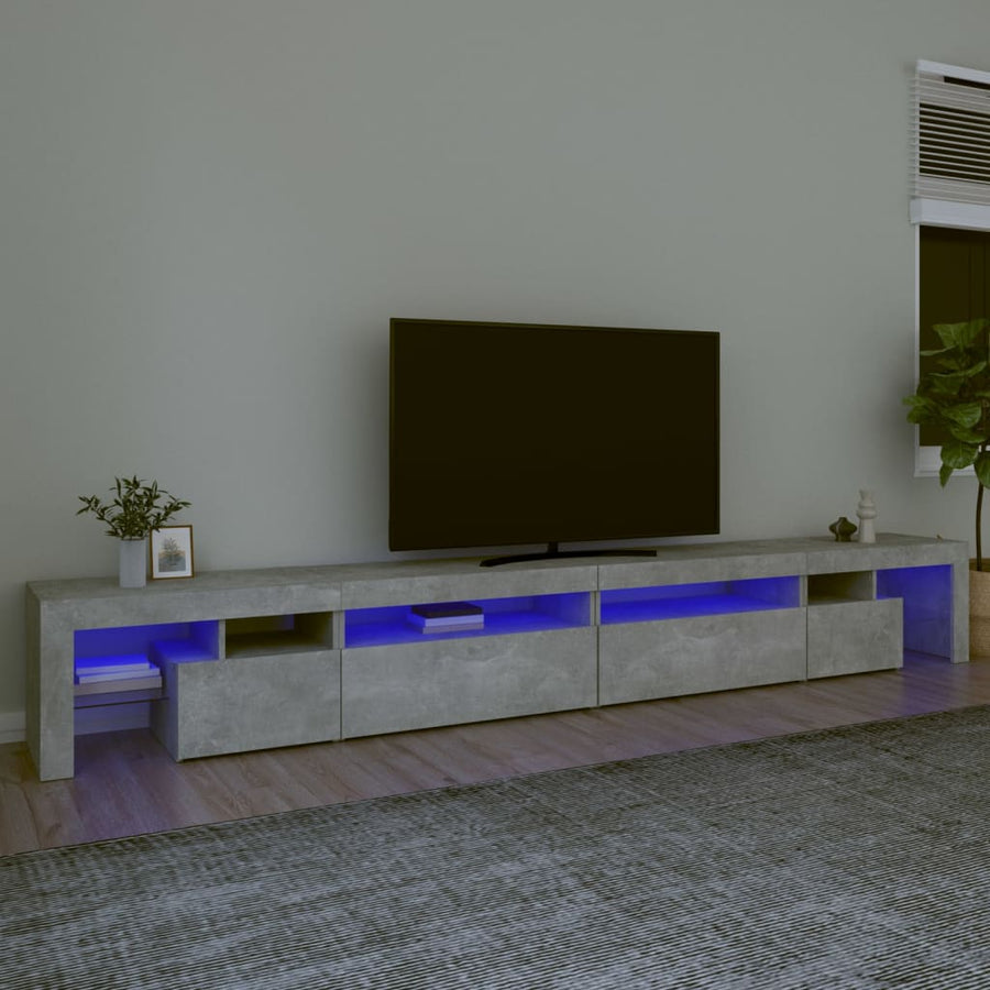 TV Cabinet with LED Lights Concrete Grey 290x36,5x40 cm