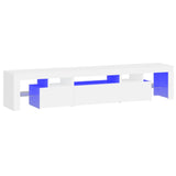 TV Cabinet with LED Lights White 200x36.5x40 cm - Front View