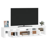 TV Cabinet with LED Lights White 200x36.5x40 cm - Rear View