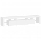 TV Cabinet with LED Lights White 200x36.5x40 cm
