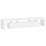 TV Cabinet with LED Lights White 200x36.5x40 cm - Close-Up Angle
