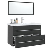 3 Piece Bathroom Furniture Set Black - Side View