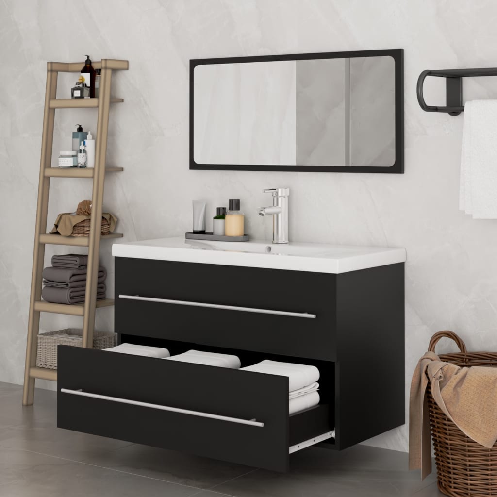3 Piece Bathroom Furniture Set Black