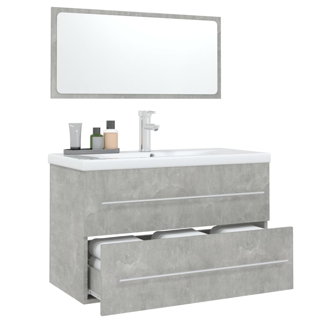 3 Piece Bathroom Furniture Set Concrete Grey