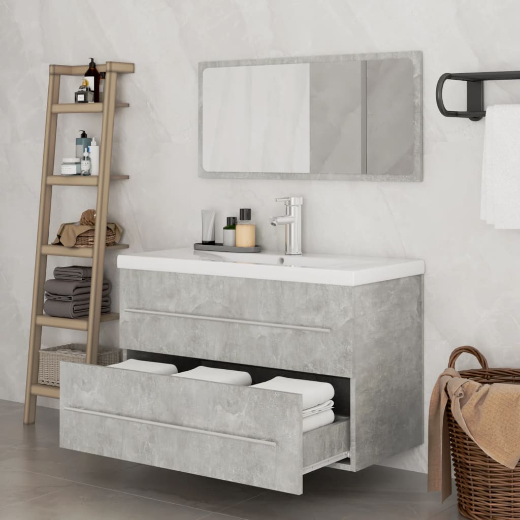 3 Piece Bathroom Furniture Set Concrete Grey