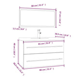 3 Piece Bathroom Furniture Set Concrete Grey