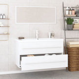 3 Piece Bathroom Furniture Set White - Top-Down View