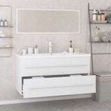 Bathroom Furniture Set White Engineered Wood - Top-Down View