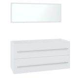 Bathroom Furniture Set White Engineered Wood - 45-Degree Angle