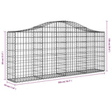Arched Gabion Basket 200x30x80/100 cm Galvanised Iron - 45-Degree Angle