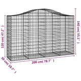 Arched Gabion Basket 200x50x120/140 cm Galvanised Iron - 45-Degree Angle