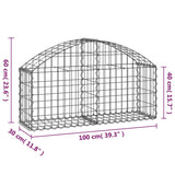 Arched Gabion Basket 100x30x40/60 cm Galvanised Iron - 45-Degree Angle