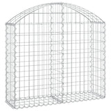 Arched Gabion Basket 100x30x80/100 cm Galvanised Iron - Front View