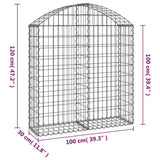 Arched Gabion Basket 100x30x100/120 cm Galvanised Iron
