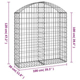 Arched Gabion Basket 100x30x100/120 cm Galvanised Iron - 45-Degree Angle