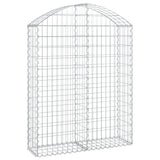 Arched Gabion Basket 100x30x120/140 cm Galvanised Iron - Front View