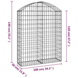 Arched Gabion Basket 100x30x120/140 cm Galvanised Iron - 45-Degree Angle