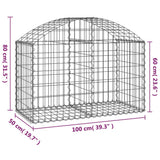 Arched Gabion Basket 100x50x60/80 cm Galvanised Iron - 45-Degree Angle