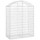 Arched Gabion Basket 100x50x120/140 cm Galvanised Iron - Front View