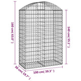 Arched Gabion Basket 100x50x140/160 cm Galvanised Iron - 45-Degree Angle
