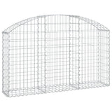 Arched Gabion Basket 150x30x80/100 cm Galvanised Iron - Front View