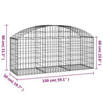 Arched Gabion Basket 150x50x60/80 cm Galvanised Iron