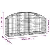 Arched Gabion Basket 150x50x60/80 cm Galvanised Iron - 45-Degree Angle