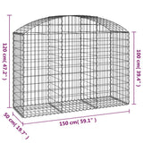 Arched Gabion Basket 150x50x100/120 cm Galvanised Iron