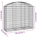 Arched Gabion Basket 150x50x120/140 cm Galvanised Iron - 45-Degree Angle