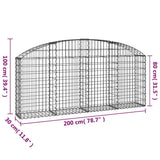Arched Gabion Basket 200x30x80/100 cm Galvanised Iron - 45-Degree Angle