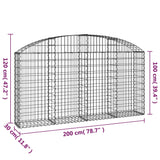 Arched Gabion Basket 200x30x100/120 cm Galvanised Iron - 45-Degree Angle