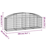 Arched Gabion Basket 200x50x60/80 cm Galvanised Iron - 45-Degree Angle