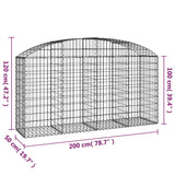 Arched Gabion Basket 200x50x100/120 cm Galvanised Iron - 45-Degree Angle