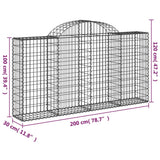 Arched Gabion Basket 200x30x100/120 cm Galvanised Iron - 45-Degree Angle