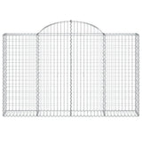 Arched Gabion Basket 200x30x120/140 cm Galvanised Iron - Side View