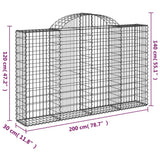 Arched Gabion Basket 200x30x120/140 cm Galvanised Iron