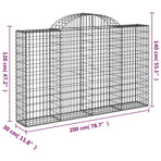 Arched Gabion Basket 200x30x120/140 cm Galvanised Iron