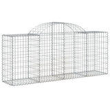 Arched Gabion Basket 200x50x80/100 cm Galvanised Iron - Front View