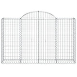 Arched Gabion Basket 200x50x120/140 cm Galvanised Iron - Side View