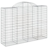Arched Gabion Basket 200x50x140/160 cm Galvanised Iron - Front View