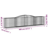 Arched Gabion Basket 400x50x80/100 cm Galvanised Iron