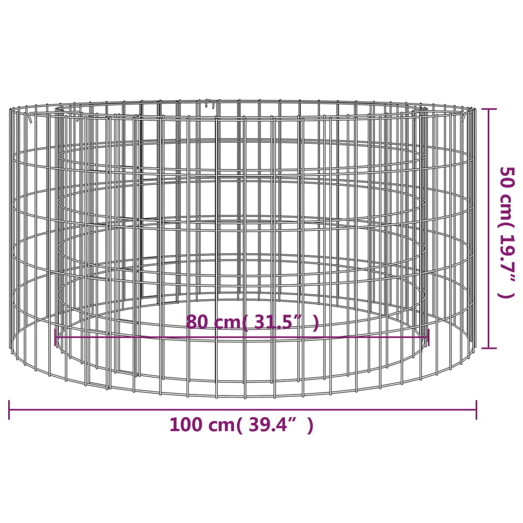Gabion Fire Pit ? 100 cm Galvanised Iron