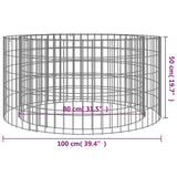 Gabion Fire Pit Ø 100 cm Galvanised Iron - 45-Degree Angle